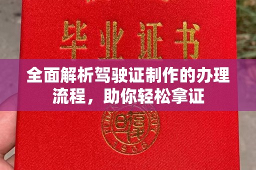 丛台全面解析驾驶证制作的办理流程，助你轻松拿证